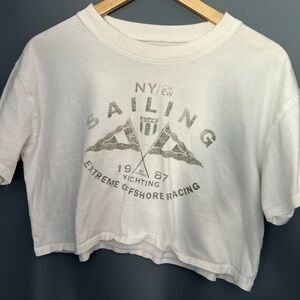 Aeropostale White Crop Boyfriend Tee